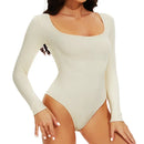 Elevate Your Silhouette with the GUUDIA Women's Spandex Body Suit Shapewear - Tummy Control, Long Sleeve, Open Crotch Design